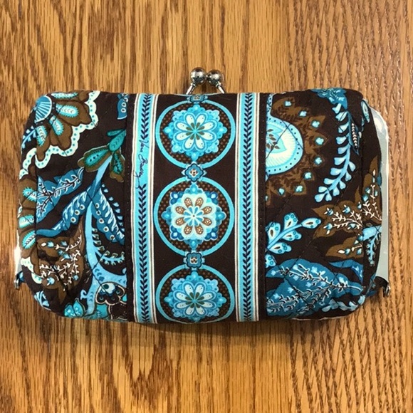 Vera Bradley Kiss And Make Up kisslock cosmetic clutch in Java Blue - Like New! - Picture 3 of 8